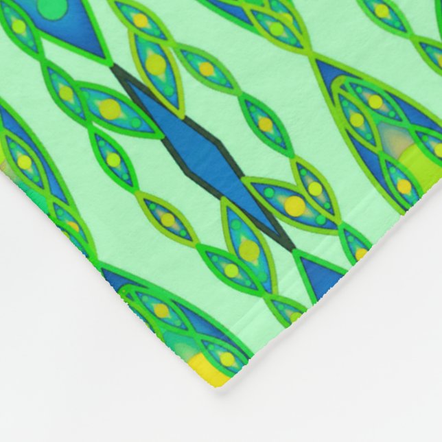 Couverture Polaire Tribal Batik - Mint, Emerald Green et Blue (Coin)
