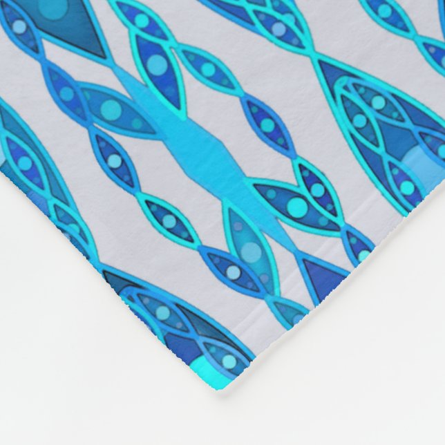 Couverture Polaire Tribal Batik - Sapphire Blue et Silver Grey (Coin)