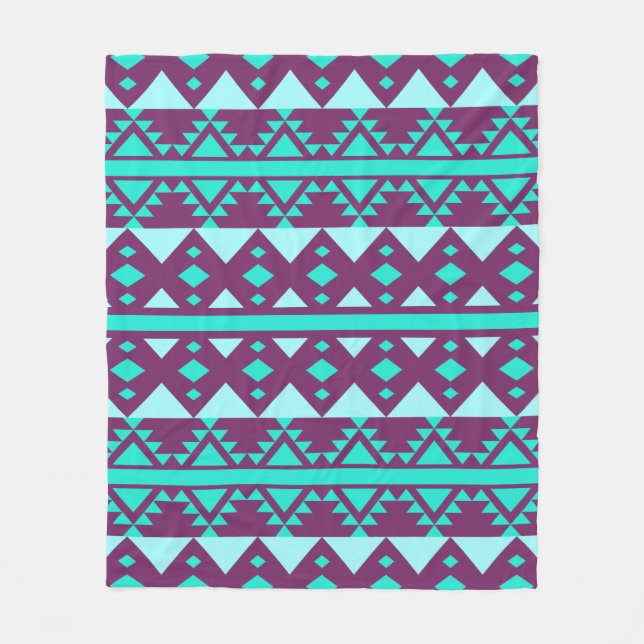 Couverture Polaire Tribal Turquoise de Bohême Aztec (Devant)
