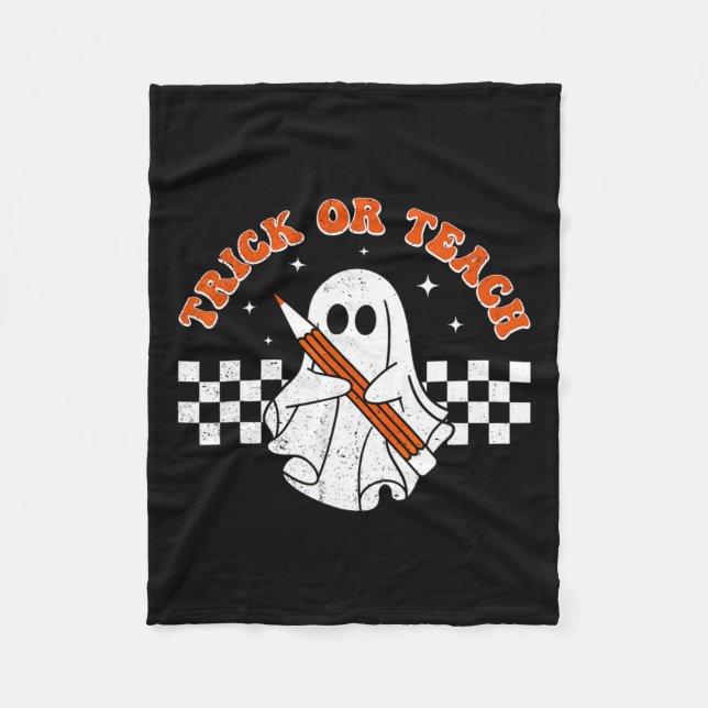 Couverture Polaire Trick Ou Enseigner Super Enseignant Halloween Retr (Devant)