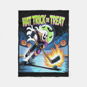 Couverture Polaire Trick ou Treat Hat Funny Hockey sur glace Fantôme