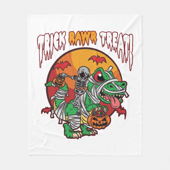 Couverture Polaire Trick Rawr Treat Éffrayant Halloween Dinosaur (Devant)