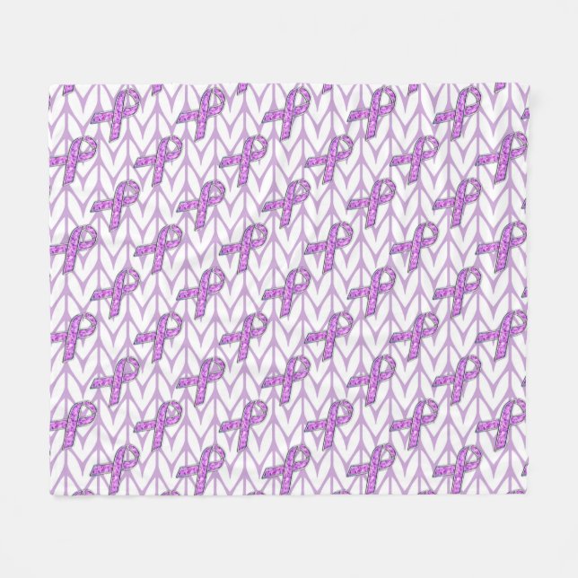 Couverture Polaire Tricot de sensibilisation au ruban rose cristal (Devant (Horizontal))
