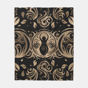 Couverture Polaire Triple déesse Lune Gold et Noir