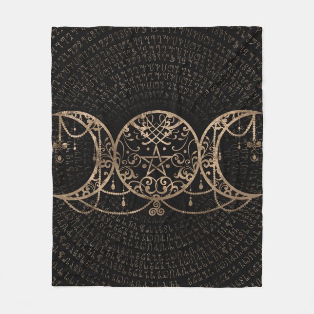 Couverture Polaire Triple Moon - Triple Goddess Gold and black (Devant)