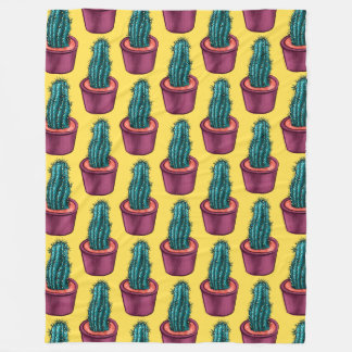 Couverture Polaire Trippy Cactus Motif Jaune bizarre Psychedélique