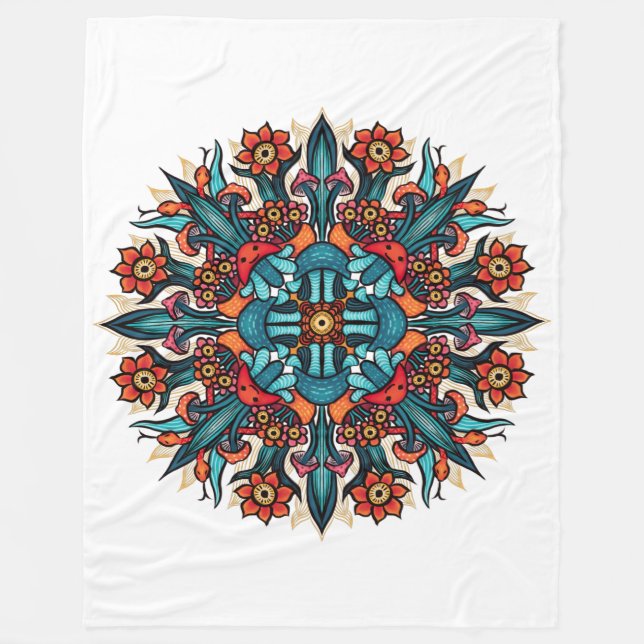 Couverture Polaire Trippy Psychedelic Super champignon Mandala Eyes (Devant)