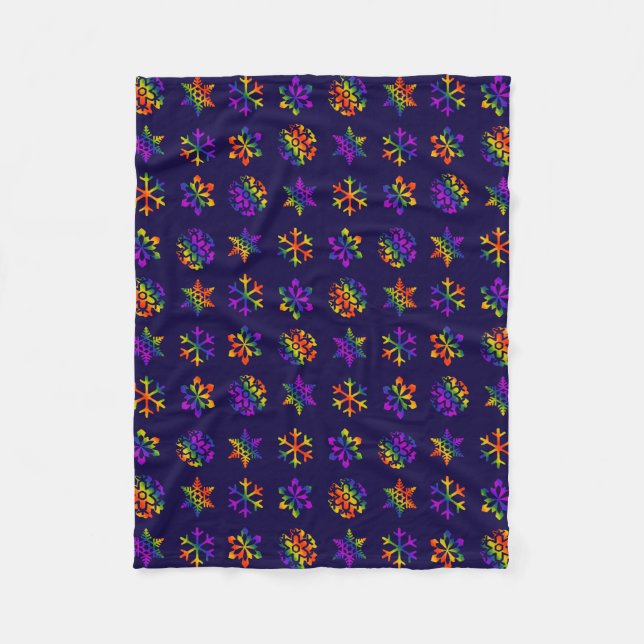 Couverture Polaire Trippy Snowflakes (Devant)