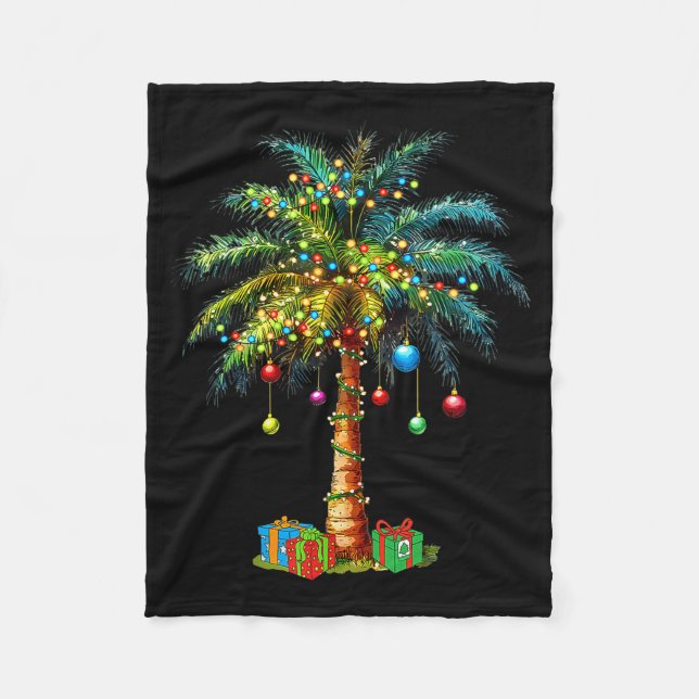 Couverture Polaire Trocal Christmas Hawaiian Santa Xmas Lights Palm T (Devant)