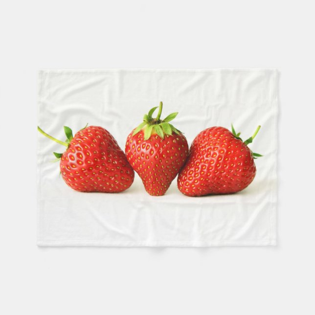 Couverture Polaire Trois fraises sur fbcnm blanc (Devant (Horizontal))