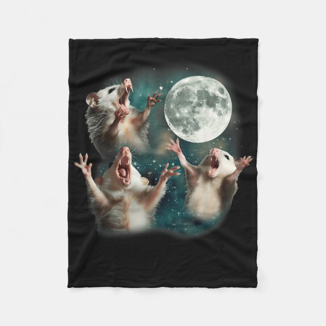 Couverture Polaire Trois Lune Possum _ 3 Opossum Funny Bizarre Maudit (Devant)