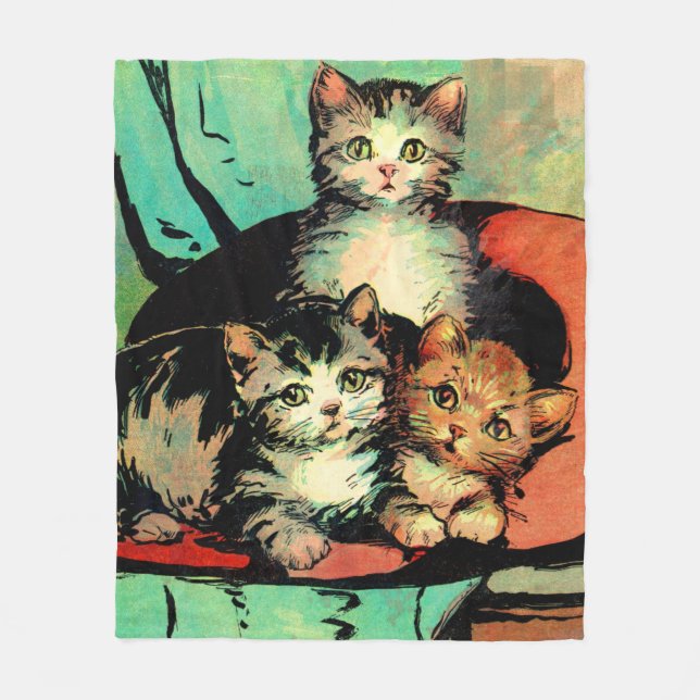 Couverture Polaire trois petits chatons (Devant)