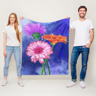 Couverture Polaire Trois superbes Gerberas de couleurs - Dessin d'art