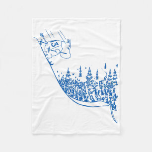 Couverture Polaire Troll Moomintroll bleu dévalant la pente Sports d'