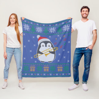 Couverture Polaire Trombone Ugly Christmas Sweater Penguin Xmas Famil