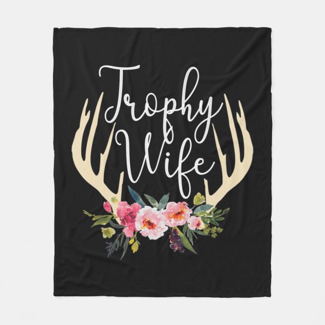 Couverture Polaire Trophée Femme Cute Deer Antlers Fleurs Chasseurs F (Devant)