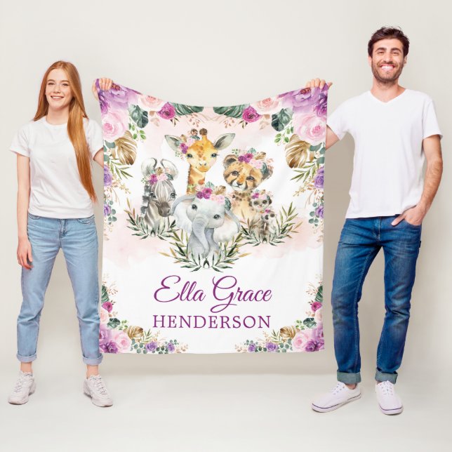 Couverture Polaire Tropical Boho Jungle Safari Animaux sauvages Baby  (En situation)