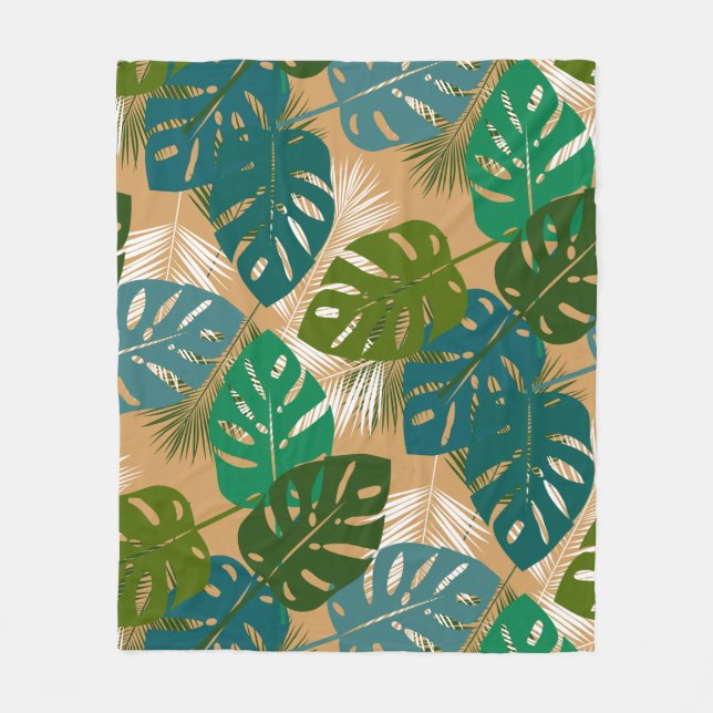 Couverture Polaire Tropical Fronds et l'île Feuille (Devant)