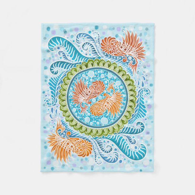 Couverture Polaire Tropical Koi Mandala (Devant)