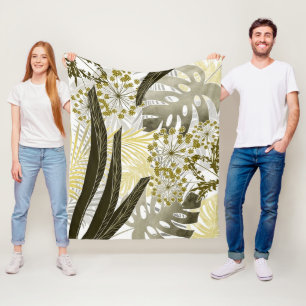 Couverture Polaire Tropical motif monstera palm feuille exotique