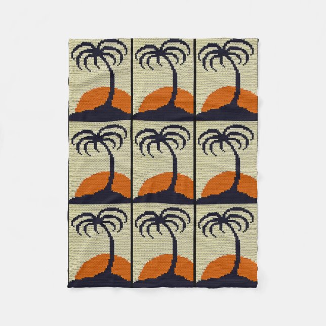 Couverture Polaire Tropical Palm Tree Orange Sunset Crochet Imprimer  (Devant)