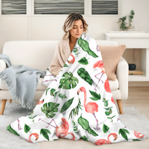Couverture Polaire Tropical Pink Flamingo Pattern v2