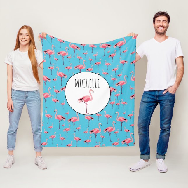 Couverture Polaire Tropical Summer Pink Flamingo Pattern (En situation)
