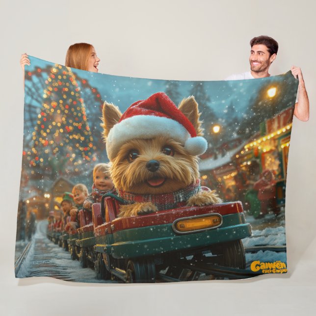 Couverture Polaire Trottinette de chien Terrier Australien Noël (En situation)