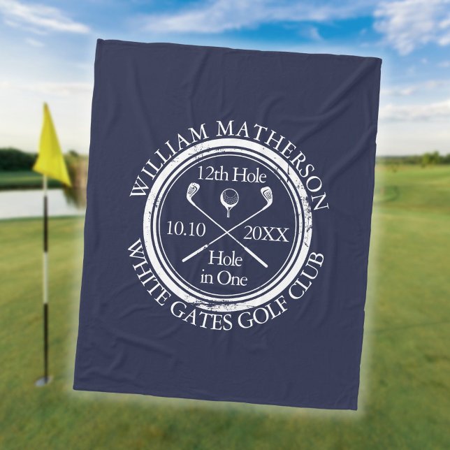 Couverture Polaire Trou de golf en un bleu royal personnalisé (Golf Hole in One Royal Blue Personalized Fleece Blanket)