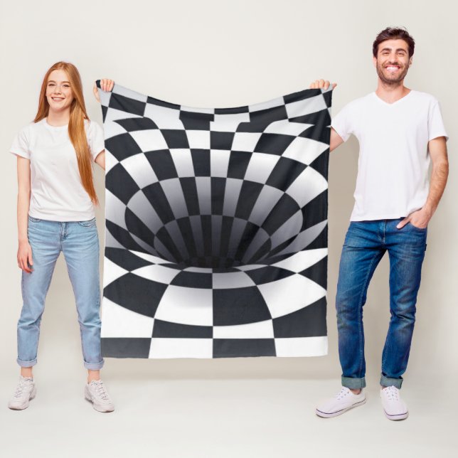 Couverture Polaire Trou noir et blanc (En situation)