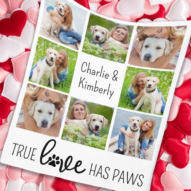Couverture Polaire True Love Amoureux des chiens Customisé Pet 8 Phot (Créateur téléchargé)