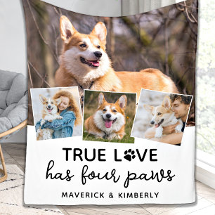 Couverture Polaire True Love Amoureux des chiens Personnalisé 4 Photo
