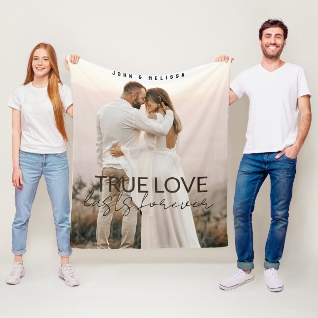 Couverture Polaire True Love Couple Famille Photo Nom personnalisé (En situation)