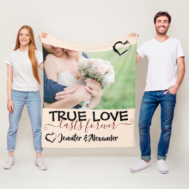 Couverture Polaire True Love Lasts Forever mous Couple Heart Photo  (En situation)