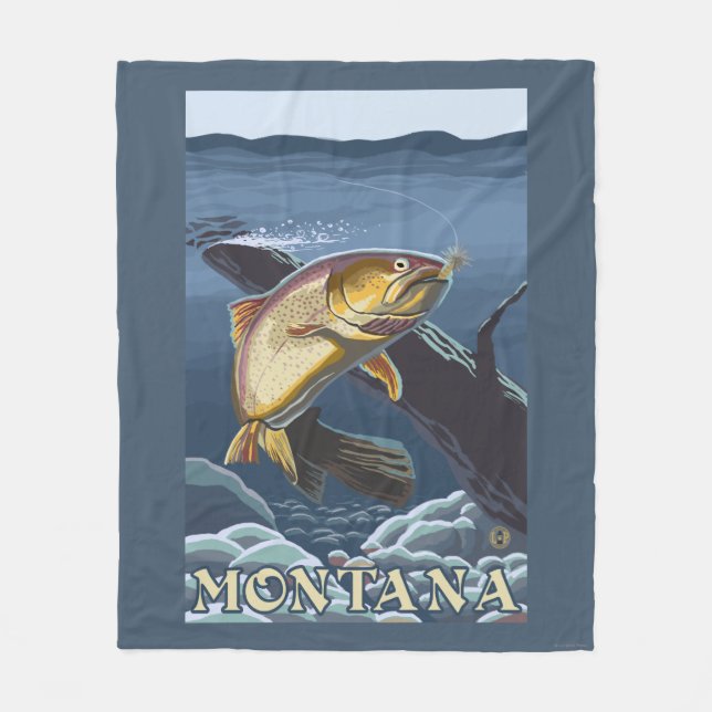 Couverture Polaire Truite pêchant la section transversale - Montana (Devant)