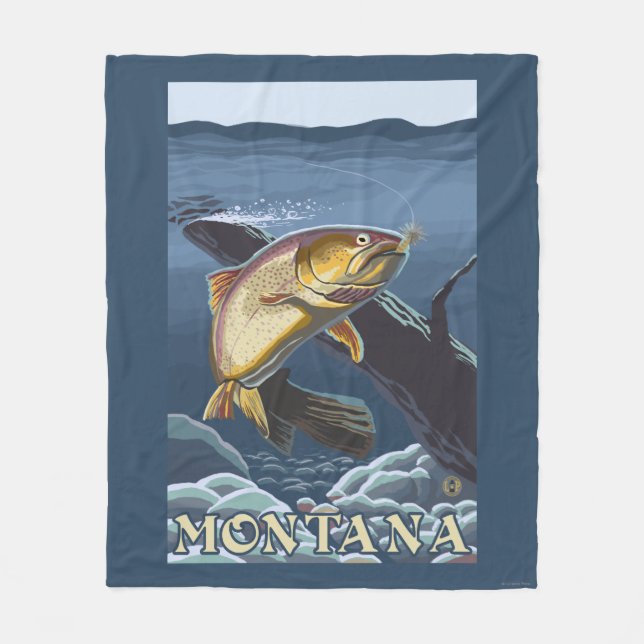 Couverture Polaire Truite pêchant la section transversale - Montana (Devant)
