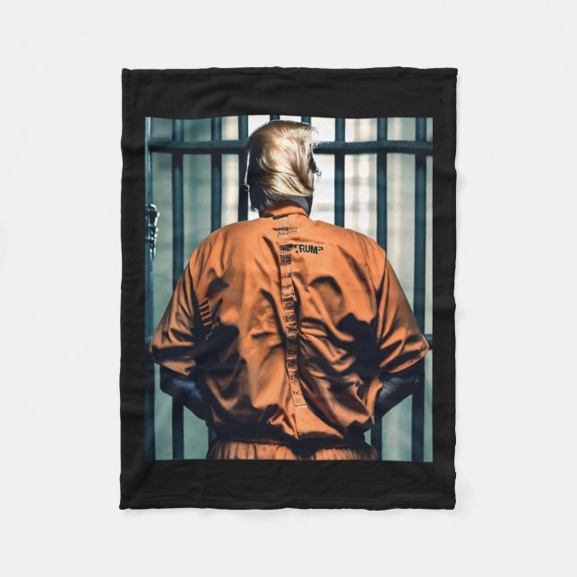 Couverture Polaire Trump En Prison Orange Jumpsuit Mains Cuffées Culp (Devant)