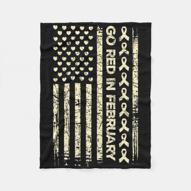 Couverture Polaire Tu Red Ribbon Heart Disease Awareness Don America (Devant)