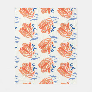 Couverture Polaire Tulipe baroque : Linocut Vintage botanique