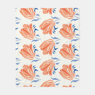 Couverture Polaire Tulipe baroque : Linocut Vintage botanique