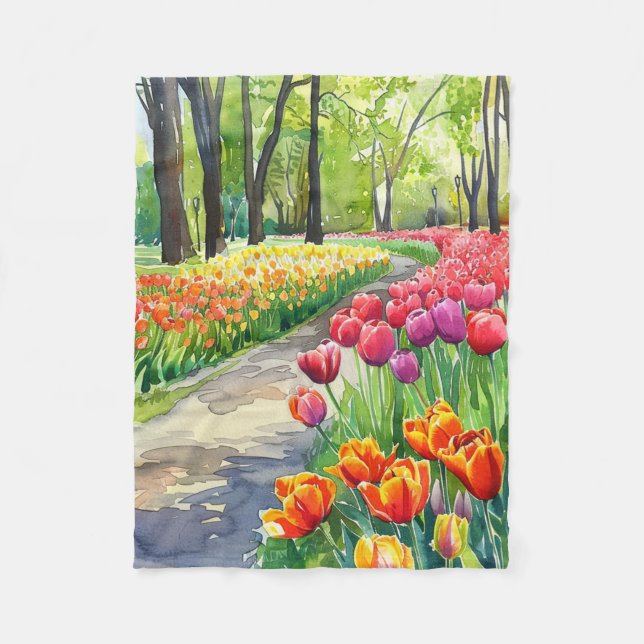 Couverture Polaire Tulipes dans le parc (Devant)