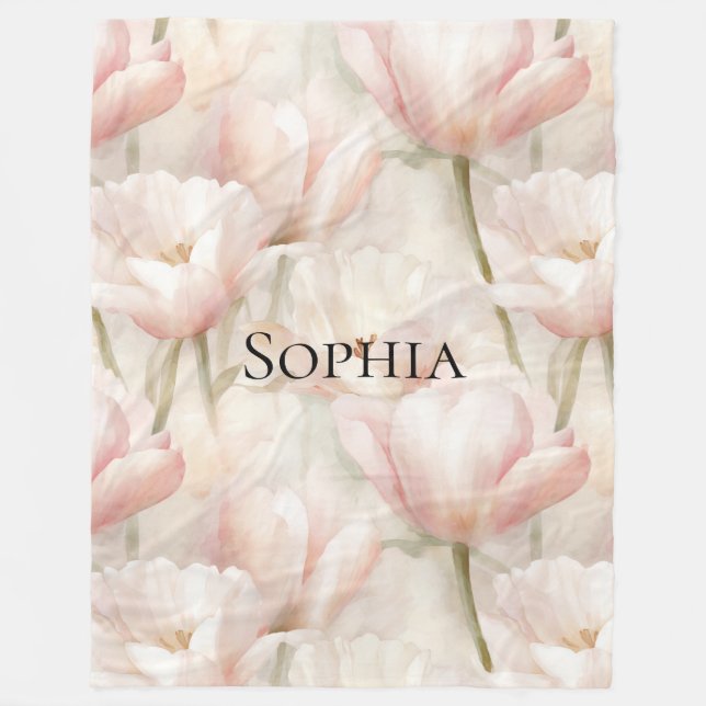 Couverture Polaire Tulipes roses rousses Florales (Devant)