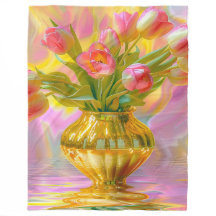 Tulipes roses vibrantes dans le Vase d'or