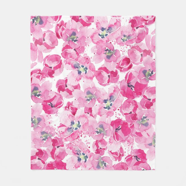 Couverture Polaire Tulips aquarelle : conception de carte dessinée à  (Devant)