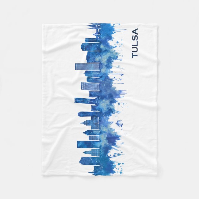 Couverture Polaire Tulsa Oklahoma Skyline Blue (Devant)