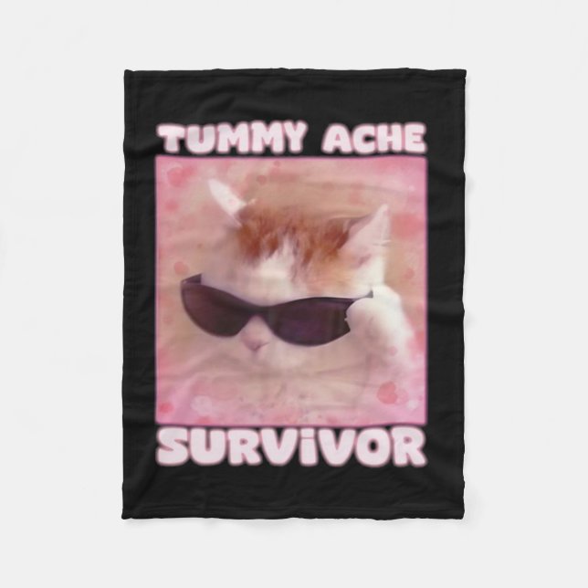 Couverture Polaire Tummy Ache Survivant Chat drôle (Devant)