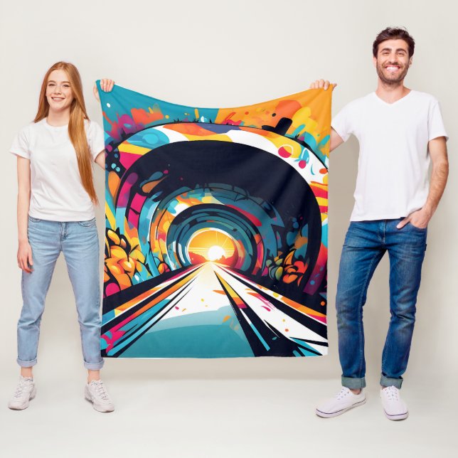 Couverture Polaire Tunnel Avec Graffiti Art (En situation)