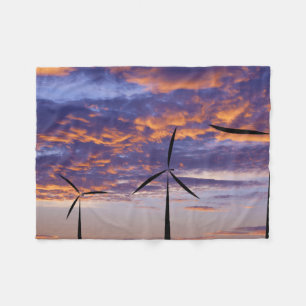 Couverture Polaire Turbine de moulin à vent au coucher du soleil
