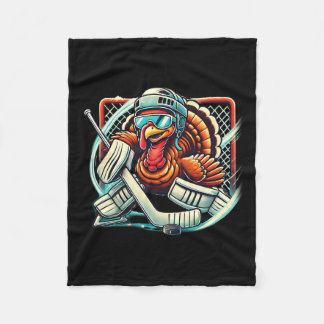 Couverture Polaire Turkey Playing Ice Hockey Goalie Thanksgiving Boys