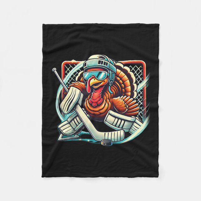 Couverture Polaire Turkey Playing Ice Hockey Goalie Thanksgiving Boys (Devant)